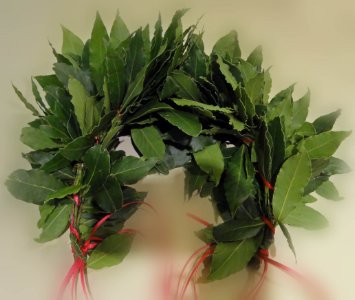 Foto Laurel crown with red ribbon